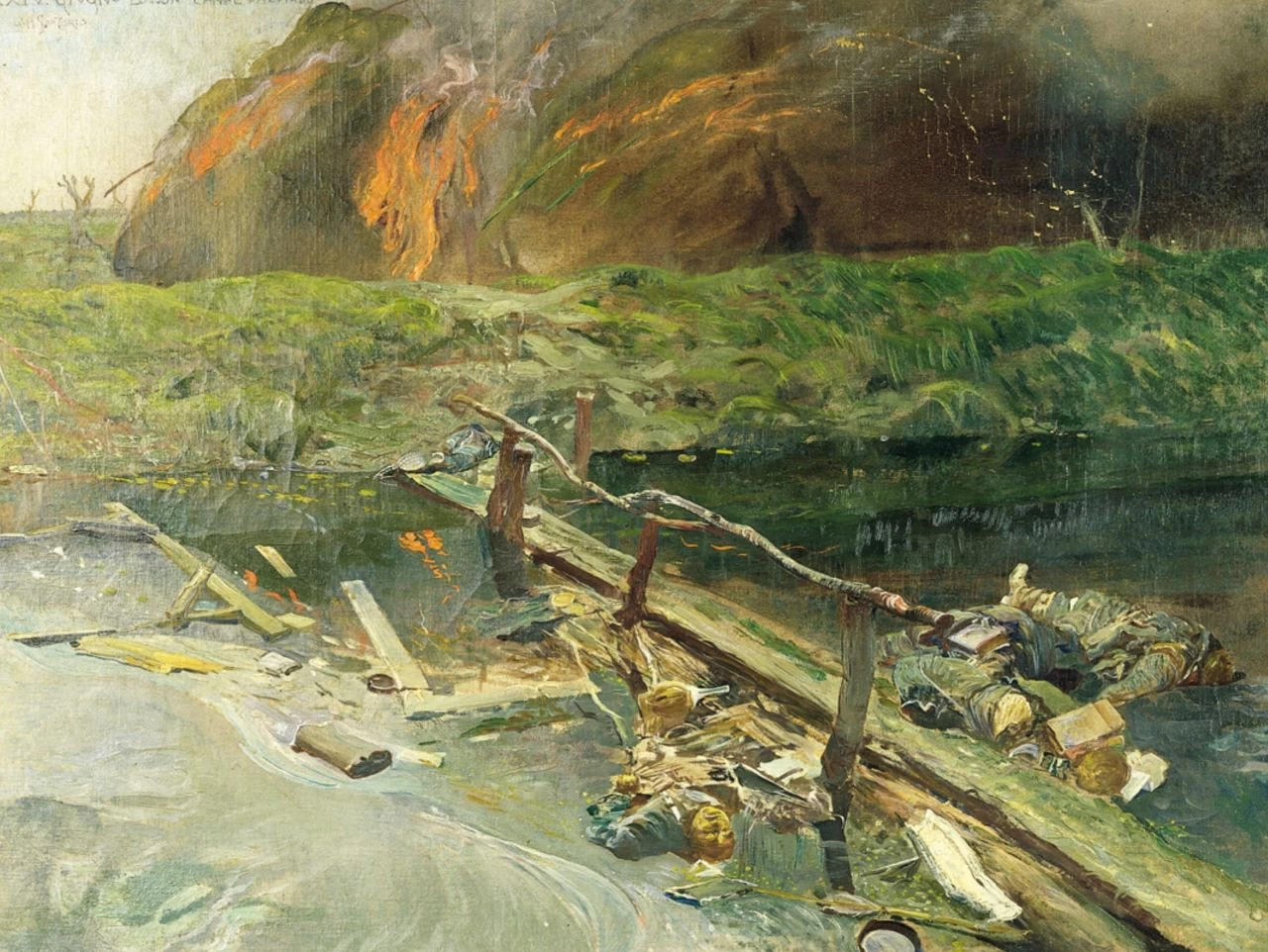 Canal Palumbo a Losson dopo la fuga austriaca - Fondo G.A. Sartorio. Palazzo della Farnesina, Roma